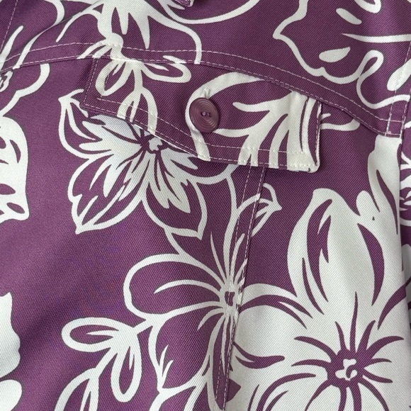 Alfred Dunner Heavy Shirt/Light Jacket Purple Hawaiian Floral Print Women Sz 14 - Picture 3 of 6